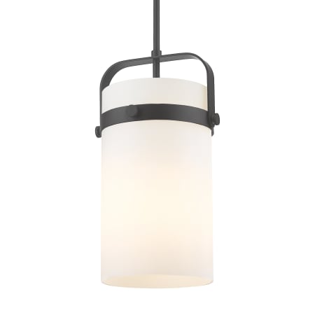 A large image of the Innovations Lighting 413-1SM-17-9 Pilaster Pendant Matte Black / Matte White