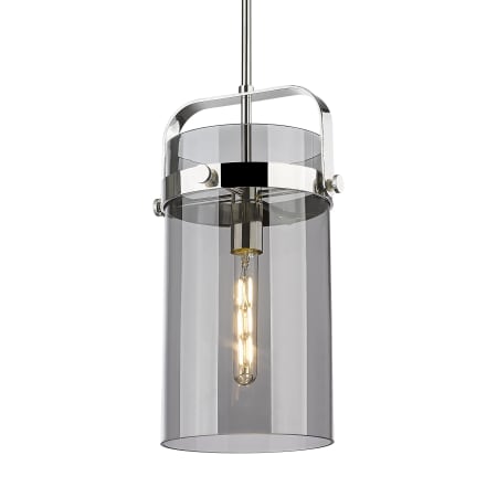 A large image of the Innovations Lighting 413-1SM-17-9 Pilaster Pendant Polished Nickel / Plated Smoke