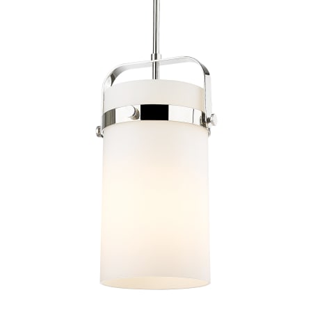 A large image of the Innovations Lighting 413-1SM-17-9 Pilaster Pendant Polished Nickel / Matte White