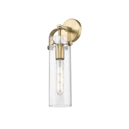 A large image of the Innovations Lighting 413-1W-5-5 Pilaster Sconce Brushed Brass / Seedy