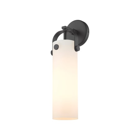 A large image of the Innovations Lighting 413-1W-5-5 Pilaster Sconce Matte Black / Matte White