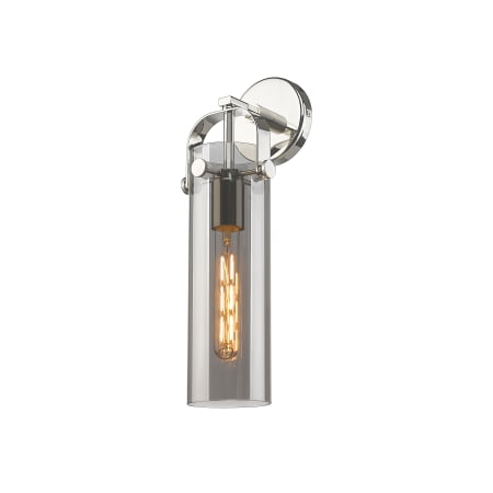 A large image of the Innovations Lighting 413-1W-5-5 Pilaster Sconce Polished Nickel / Plated Smoke