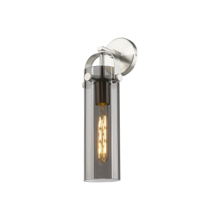 A large image of the Innovations Lighting 413-1W-5-5 Pilaster Sconce Satin Nickel / Plated Smoke