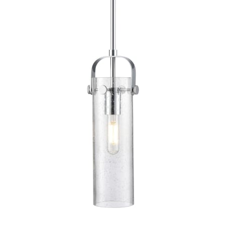 A large image of the Innovations Lighting 423-1S-15-5 Pilaster II Cylinder Pendant Polished Chrome / Seedy