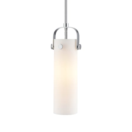 A large image of the Innovations Lighting 423-1S-15-5 Pilaster II Cylinder Pendant Polished Chrome / Matte White