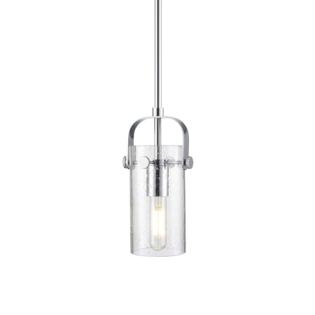 A large image of the Innovations Lighting 423-1S-10-5 Pilaster II Cylinder Pendant Polished Chrome / Seedy