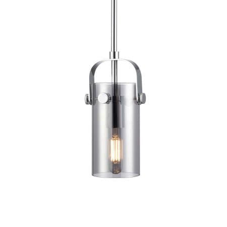 A large image of the Innovations Lighting 423-1S-10-5 Pilaster II Cylinder Pendant Polished Chrome / Plated Smoke