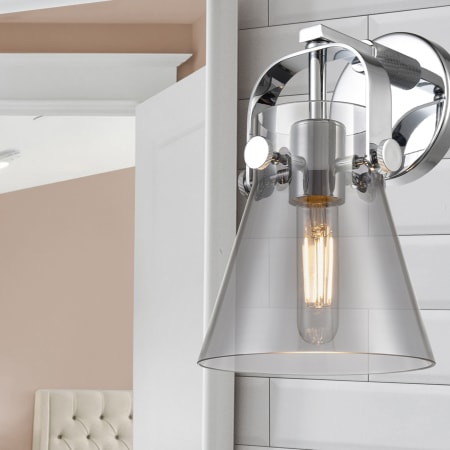 A large image of the Innovations Lighting 423-1W-10-7 Pilaster II Cone Sconce Alternate Image