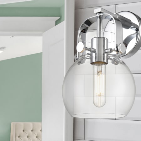 A large image of the Innovations Lighting 423-1W-10-7 Pilaster II Sphere Sconce Alternate Image