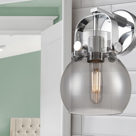 A large image of the Innovations Lighting 423-1W-10-7 Pilaster II Sphere Sconce Alternate Image