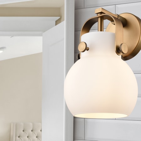 A large image of the Innovations Lighting 423-1W-5-7 Pilaster II Sphere Sconce Alternate Image