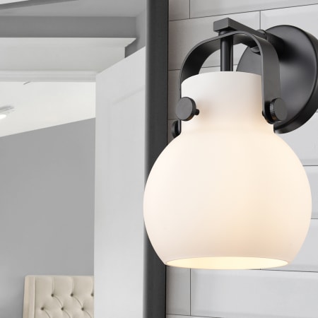 A large image of the Innovations Lighting 423-1W-5-7 Pilaster II Sphere Sconce Alternate Image