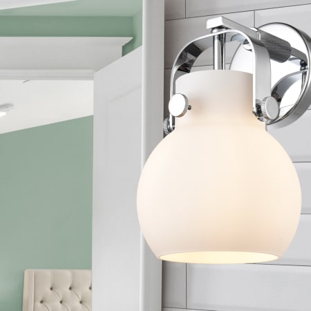 A large image of the Innovations Lighting 423-1W-5-7 Pilaster II Sphere Sconce Alternate Image