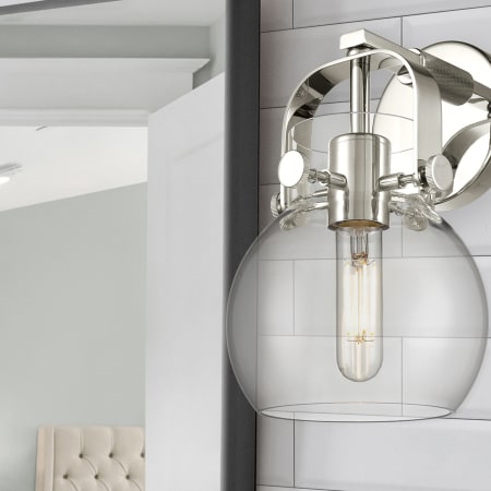 A large image of the Innovations Lighting 423-1W-5-7 Pilaster II Sphere Sconce Alternate Image