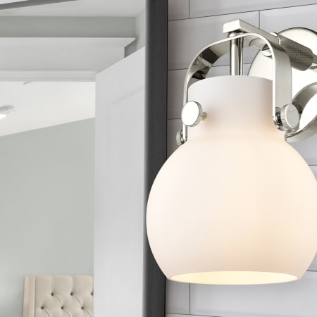 A large image of the Innovations Lighting 423-1W-5-7 Pilaster II Sphere Sconce Alternate Image