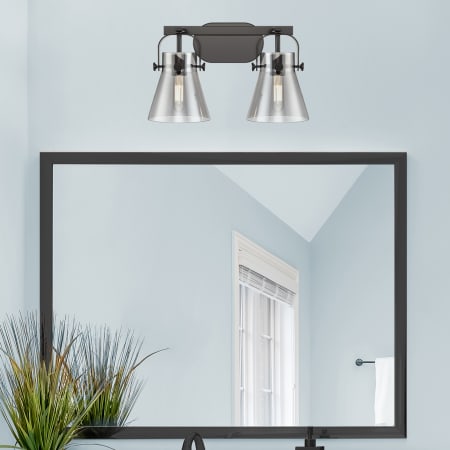 A large image of the Innovations Lighting 423-2W-10-17 Pilaster II Cone Vanity Alternate Image