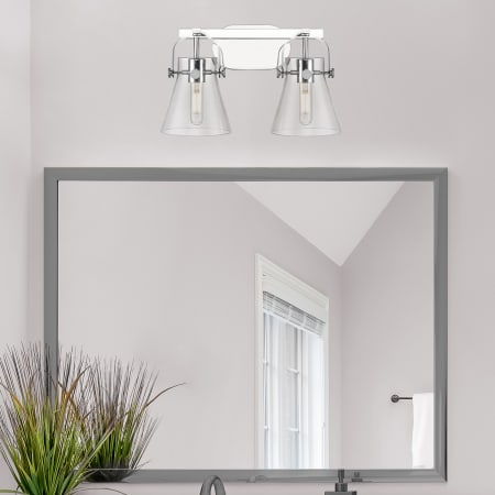 A large image of the Innovations Lighting 423-2W-10-17 Pilaster II Cone Vanity Alternate Image