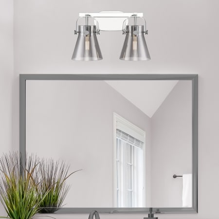 A large image of the Innovations Lighting 423-2W-10-17 Pilaster II Cone Vanity Alternate Image