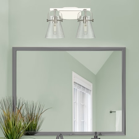 A large image of the Innovations Lighting 423-2W-10-17 Pilaster II Cone Vanity Alternate Image