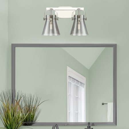 A large image of the Innovations Lighting 423-2W-10-17 Pilaster II Cone Vanity Alternate Image