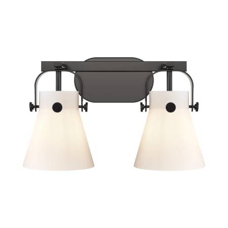 A large image of the Innovations Lighting 423-2W-10-17 Pilaster II Cone Vanity Matte Black / Matte White