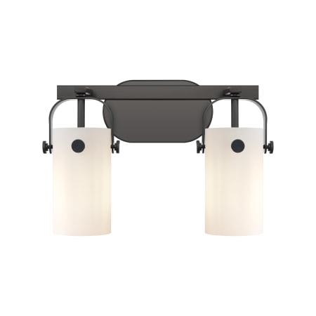 A large image of the Innovations Lighting 423-2W-10-15 Pilaster II Cylinder Vanity Matte Black / Matte White