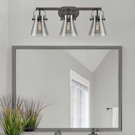 A large image of the Innovations Lighting 423-3W-10-27 Pilaster II Cone Vanity Alternate Image