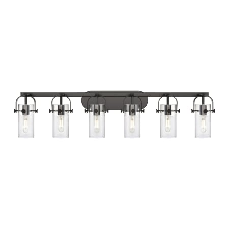 A large image of the Innovations Lighting 423-6W-11-44 Pilaster II Cylinder Vanity Matte Black