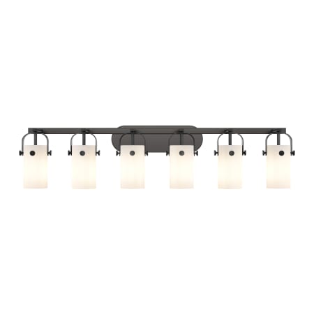 A large image of the Innovations Lighting 423-6W-10-44 Pilaster II Cylinder Vanity Matte Black / Matte White