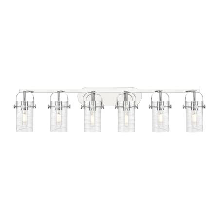 A large image of the Innovations Lighting 423-6W-10-44 Pilaster II Cylinder Vanity Polished Chrome / Deco Swirl