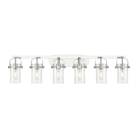 A large image of the Innovations Lighting 423-6W-10-44 Pilaster II Cylinder Vanity Polished Chrome / Seedy