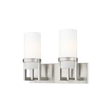 A large image of the Innovations Lighting 426-2W-12-15 Utopia Vanity Satin Nickel / Matte White