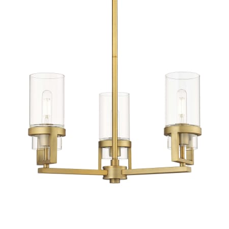 A large image of the Innovations Lighting 426-3CR-12-22 Utopia Pendant Brushed Brass / Clear