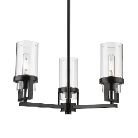 A large image of the Innovations Lighting 426-3CR-12-22 Utopia Pendant Matte Black / Clear