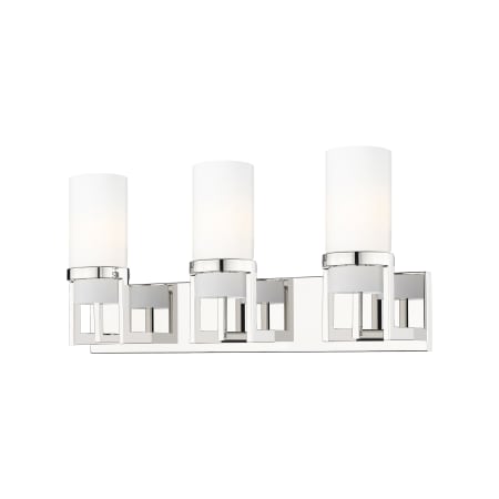 A large image of the Innovations Lighting 426-3W-12-24 Utopia Vanity Polished Nickel / Matte White