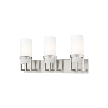 A large image of the Innovations Lighting 426-3W-12-24 Utopia Vanity Satin Nickel / Matte White