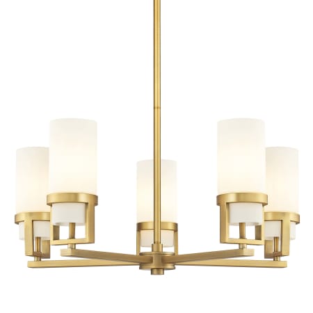 A large image of the Innovations Lighting 426-5CR-12-28 Utopia Chandelier Brushed Brass / Matte White