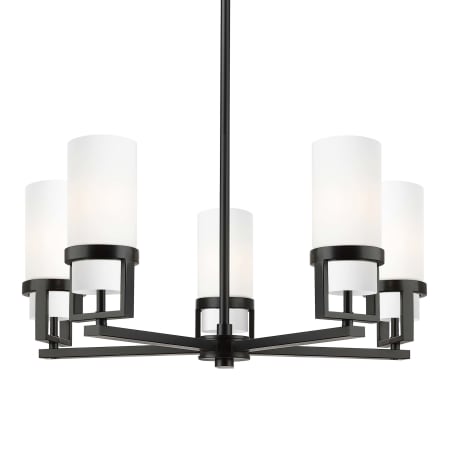 A large image of the Innovations Lighting 426-5CR-12-28 Utopia Chandelier Matte Black / Matte White