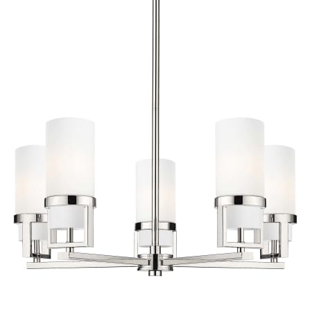 A large image of the Innovations Lighting 426-5CR-12-28 Utopia Chandelier Polished Nickel / Matte White