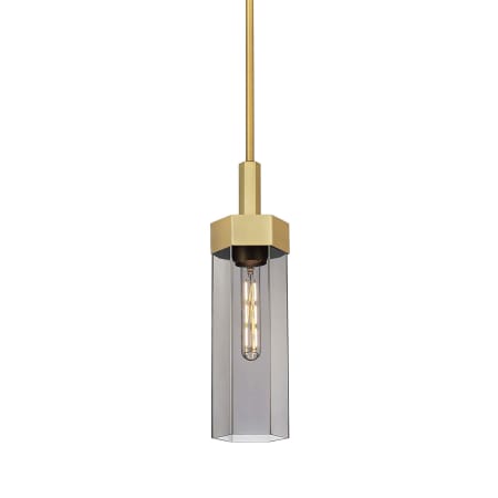 A large image of the Innovations Lighting 427-1S-18-5 Claverack Pendant Brushed Brass / Plated Smoke