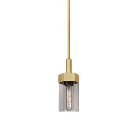 A large image of the Innovations Lighting 427-1S-13-5 Claverack Pendant Brushed Brass / Plated Smoke