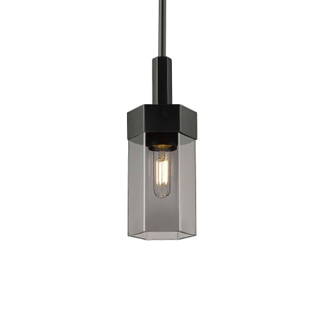 A large image of the Innovations Lighting 427-1S-13-5 Claverack Pendant Matte Black / Plated Smoke