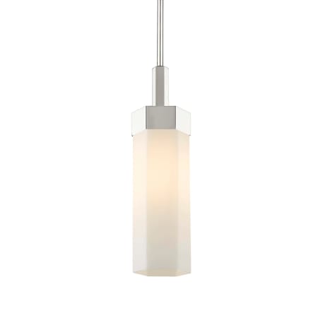 A large image of the Innovations Lighting 427-1S-18-5 Claverack Pendant Polished Nickel / Matte White