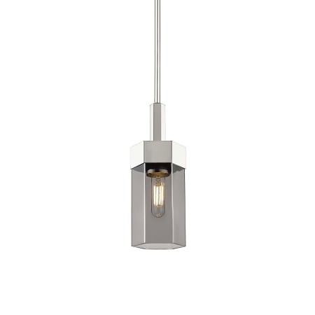 A large image of the Innovations Lighting 427-1S-13-5 Claverack Pendant Polished Nickel / Plated Smoke