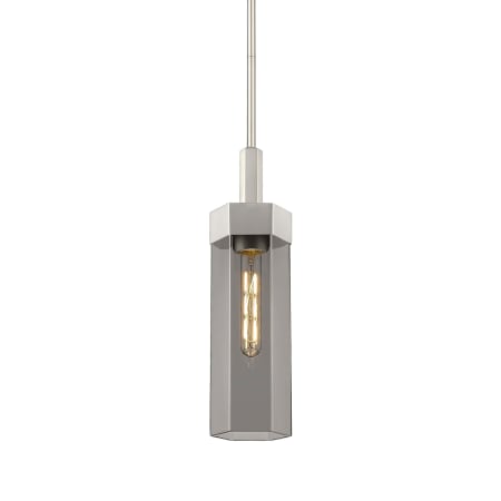 A large image of the Innovations Lighting 427-1S-18-5 Claverack Pendant Satin Nickel / Plated Smoke