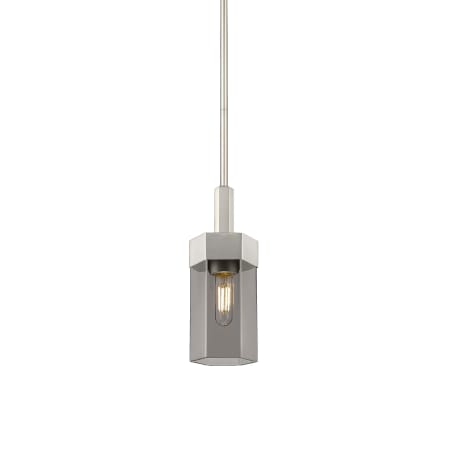 A large image of the Innovations Lighting 427-1S-13-5 Claverack Pendant Satin Nickel / Plated Smoke