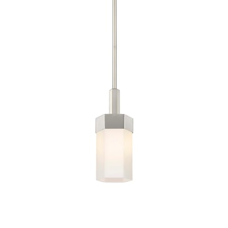 A large image of the Innovations Lighting 427-1S-13-5 Claverack Pendant Satin Nickel / Matte White