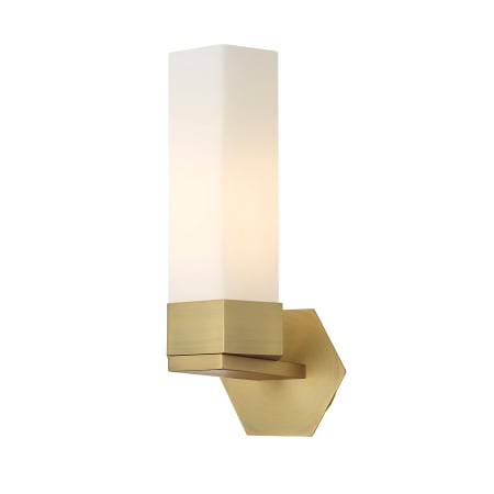 A large image of the Innovations Lighting 427-1W-17-5 Claverack Sconce Brushed Brass / Matte White