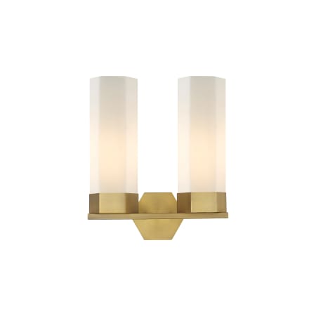 A large image of the Innovations Lighting 427-2W-17-14 Claverack Vanity Brushed Brass / Matte White