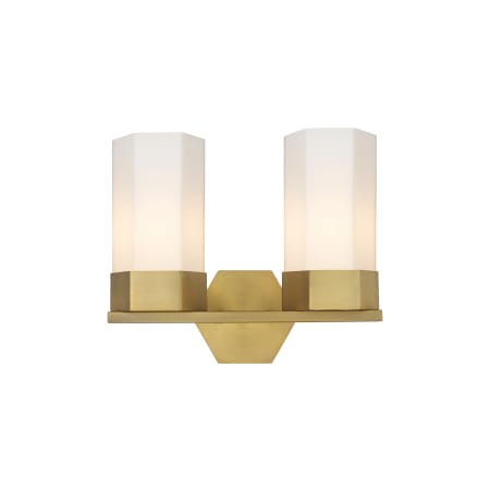 A large image of the Innovations Lighting 427-2W-12-14 Claverack Vanity Brushed Brass / Matte White